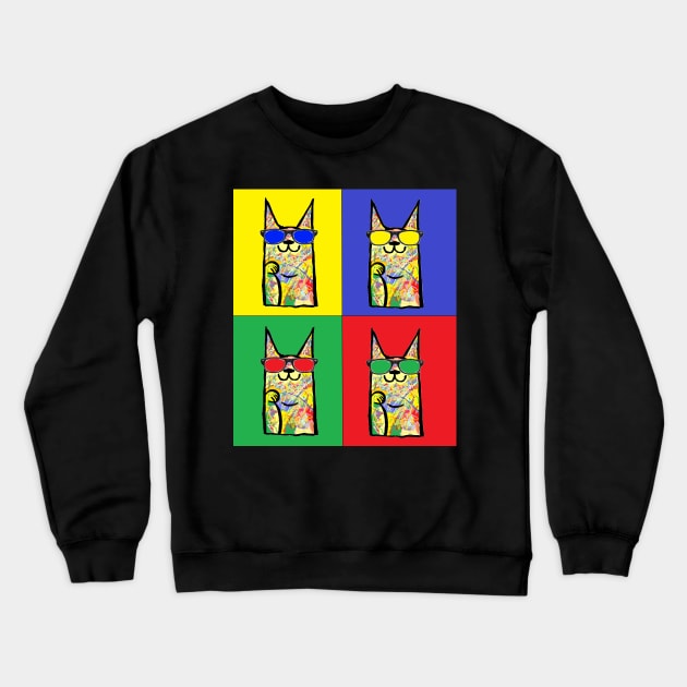 graffiti cat pop art red 34 Crewneck Sweatshirt by LowEndGraphics